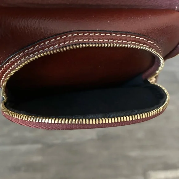 Brown Leather Belt Bag with Teardrop Shape